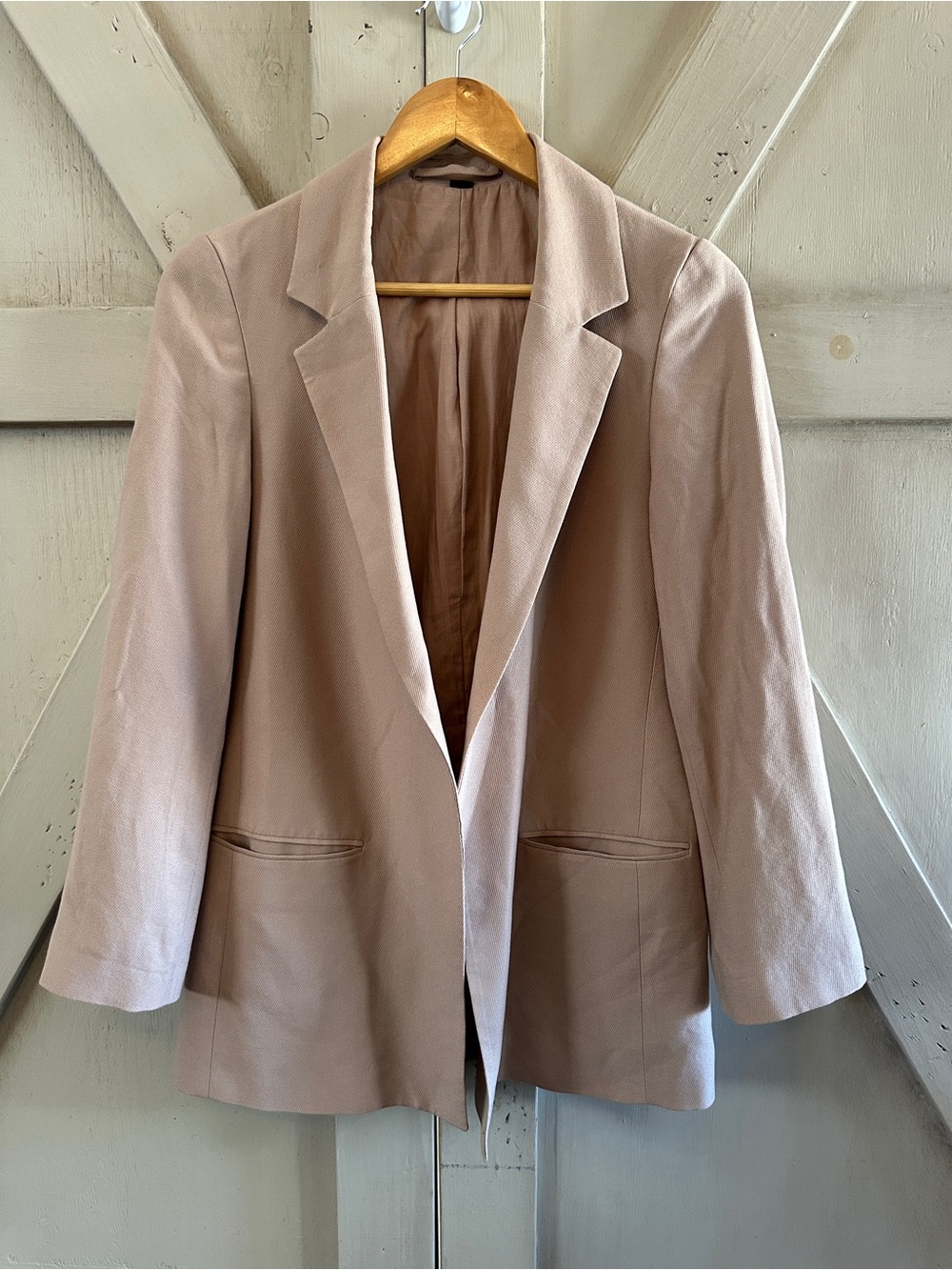 ALLSAINTS Aleida Blazer Womens US 6 Blush Pink Open Front Tailored Jacket